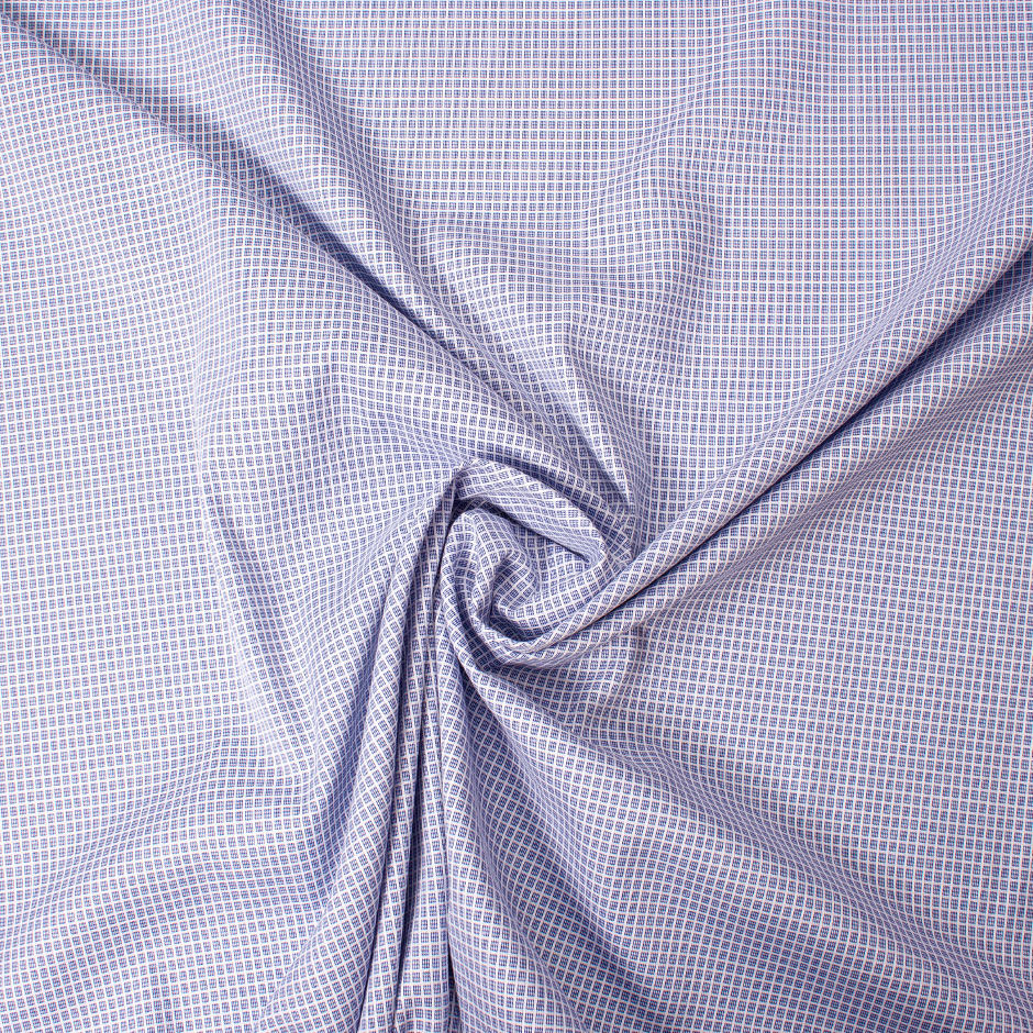 Mid Blue on White Fine Pure Cotton Shirting