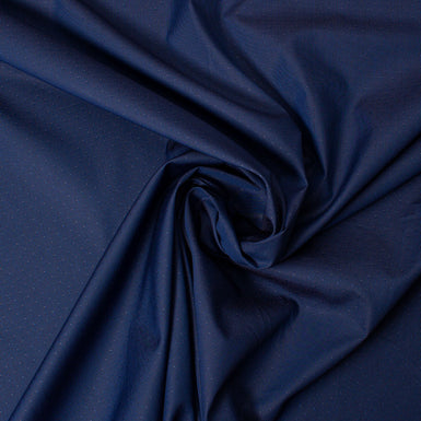 Navy Blue Spot Jacquard Cotton Twill Shirting