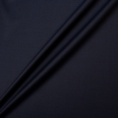 Dark Blue Spot Jacquard 'Super 110's' Wool Suiting