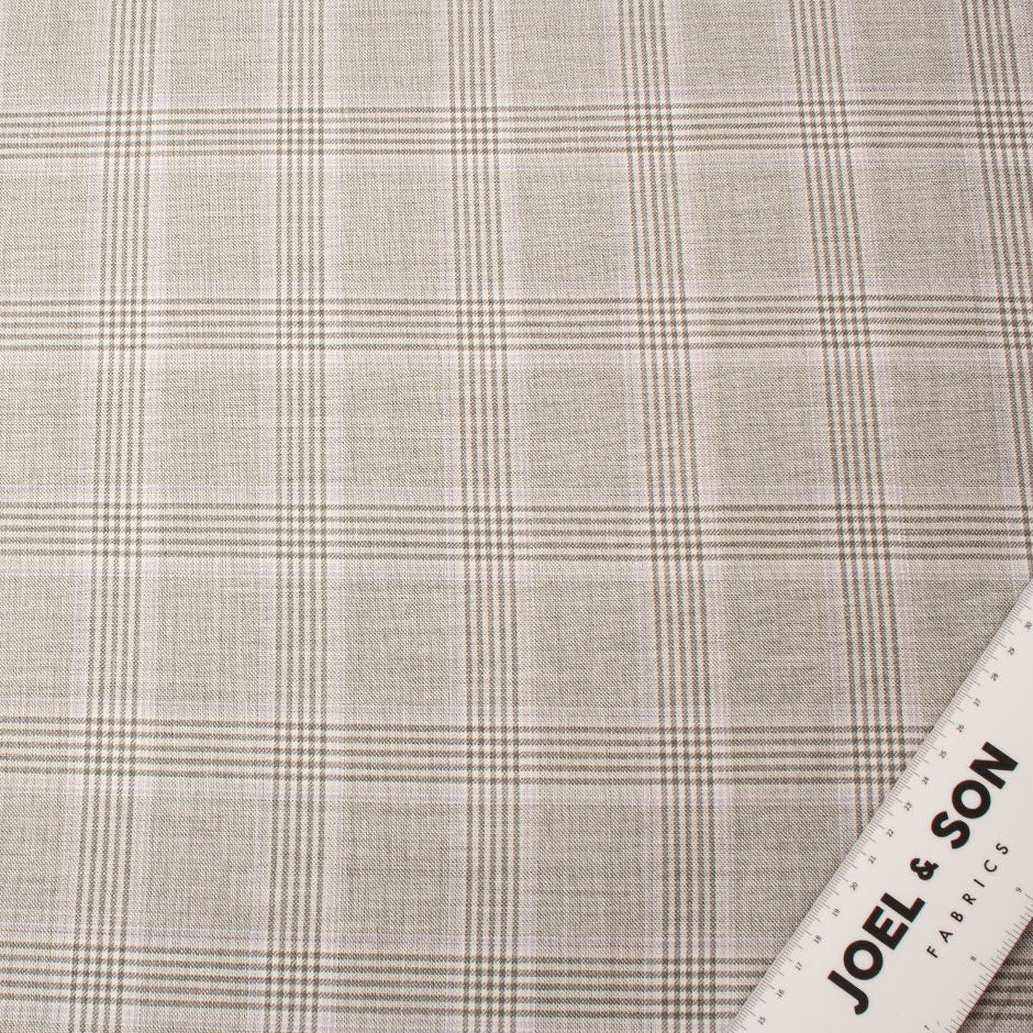 Soft Grey Checkered Superfine Wool & Silk Suiting