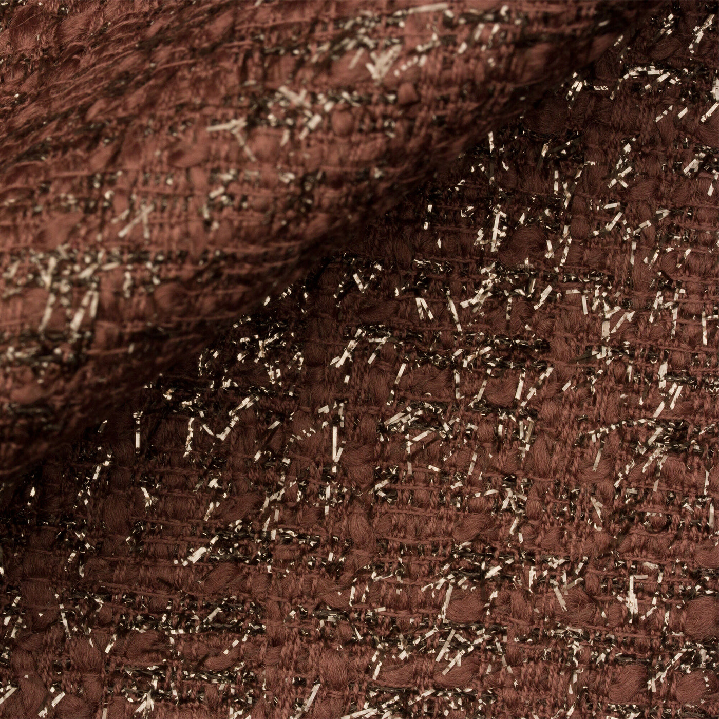Chocolate Brown Lurex Wool Bouclé