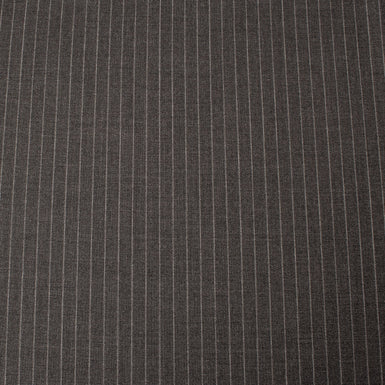 Mid Grey Pinstriped Merino Wool Suiting