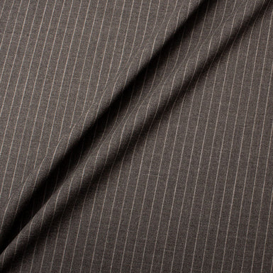 Mid Grey Pinstriped Merino Wool Suiting