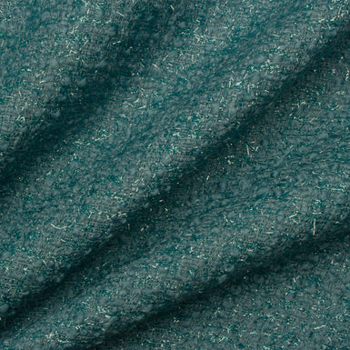 Teal Green Lurex Wool Bouclé