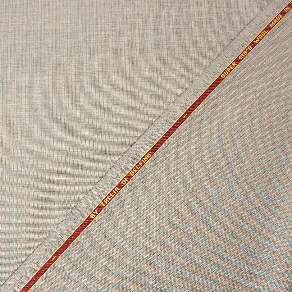 Light Grey Striped Super 130s Pure Wool Suiting