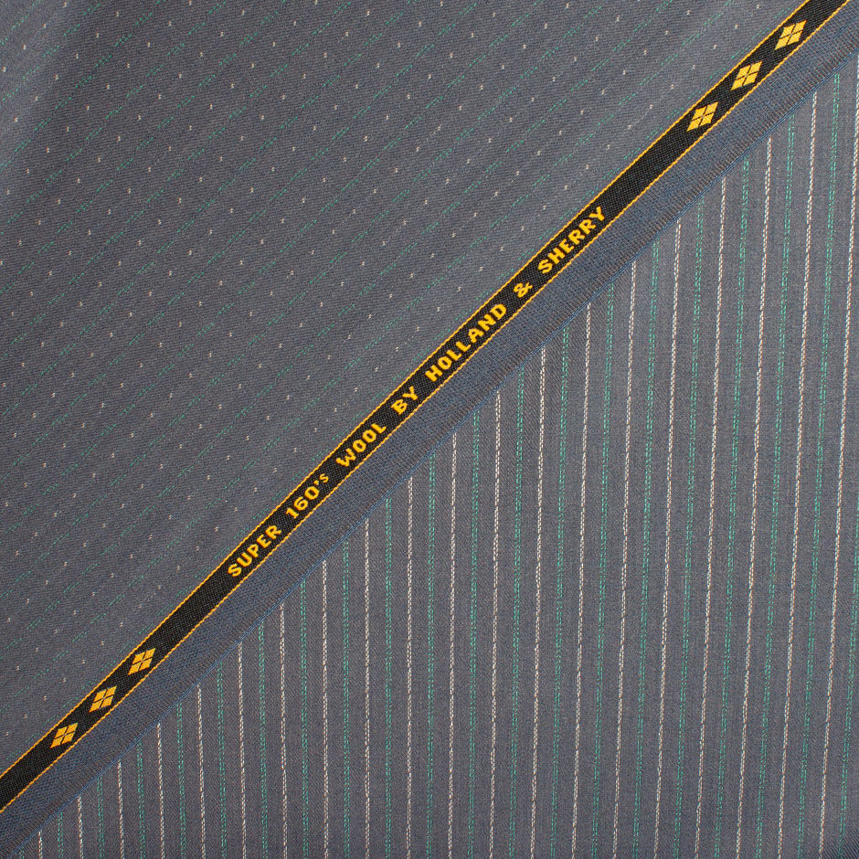 Pinhead & Striped Slate Grey Pure Wool Suiting (A 2.30m Piece)
