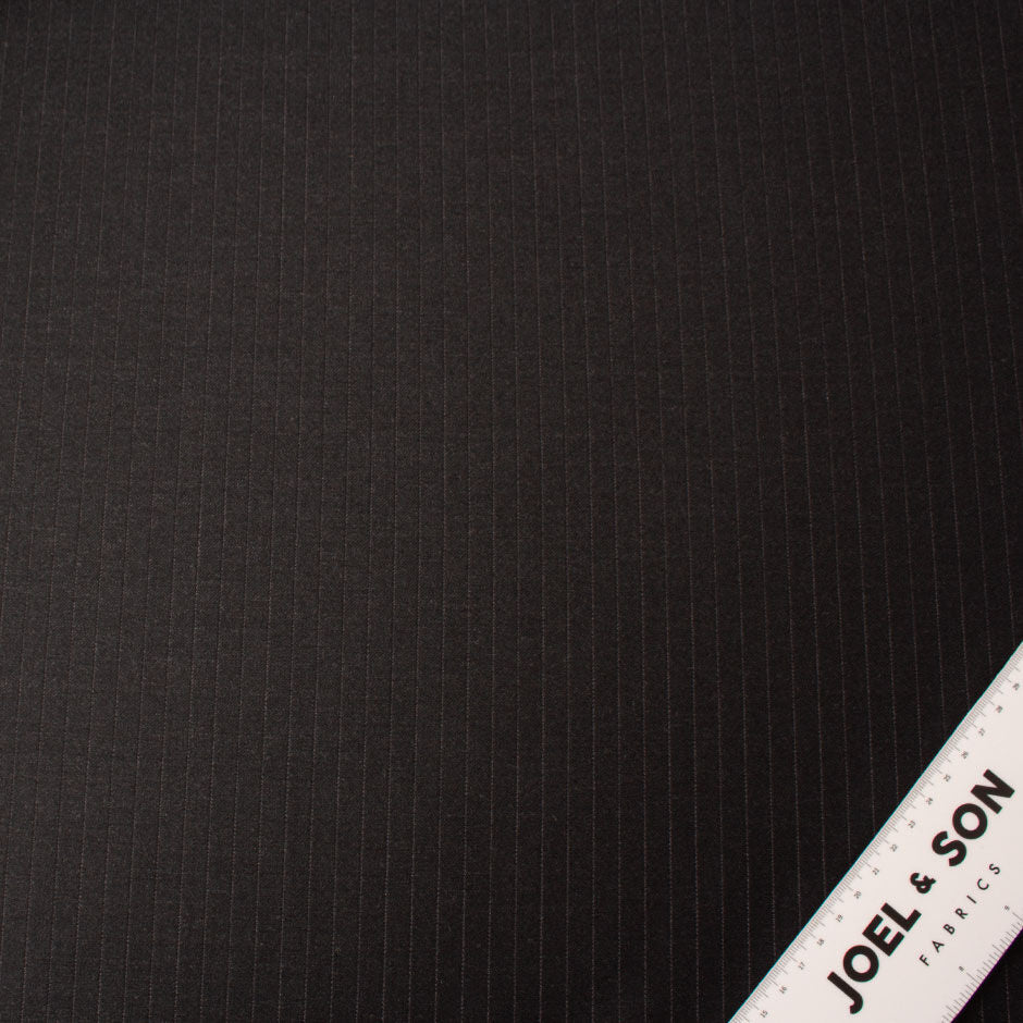 Dark Grey Pinstriped Superfine Pure Wool Suiting