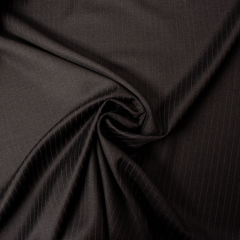 Dark Grey Pinstriped Superfine Pure Wool Suiting