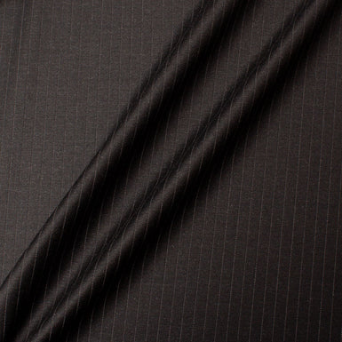Dark Grey Pinstriped Superfine Pure Wool Suiting