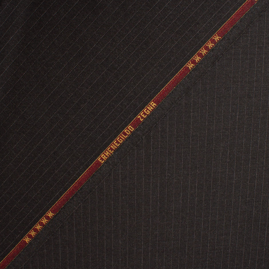 Dark Grey Pinstriped Superfine Pure Wool Suiting