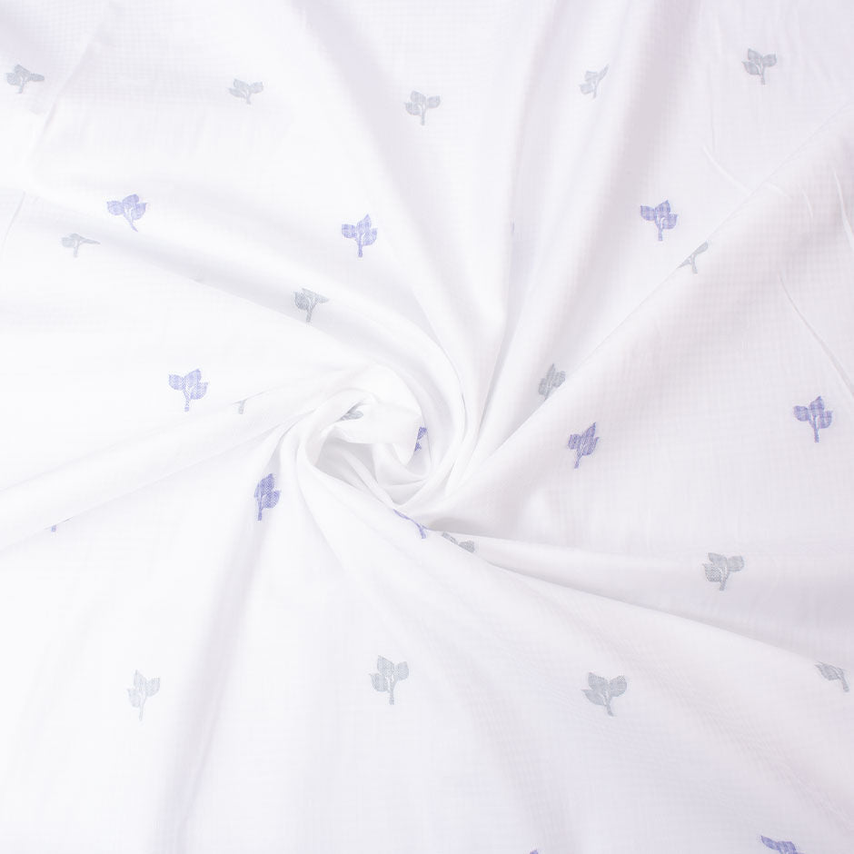 Blue & Grey Gingham Floral Superfine Cotton