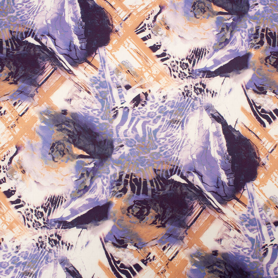 Purple Abstract Floral & Animal Printed Cotton (A 3m Piece)