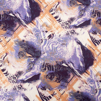 Purple Abstract Floral & Animal Printed Cotton