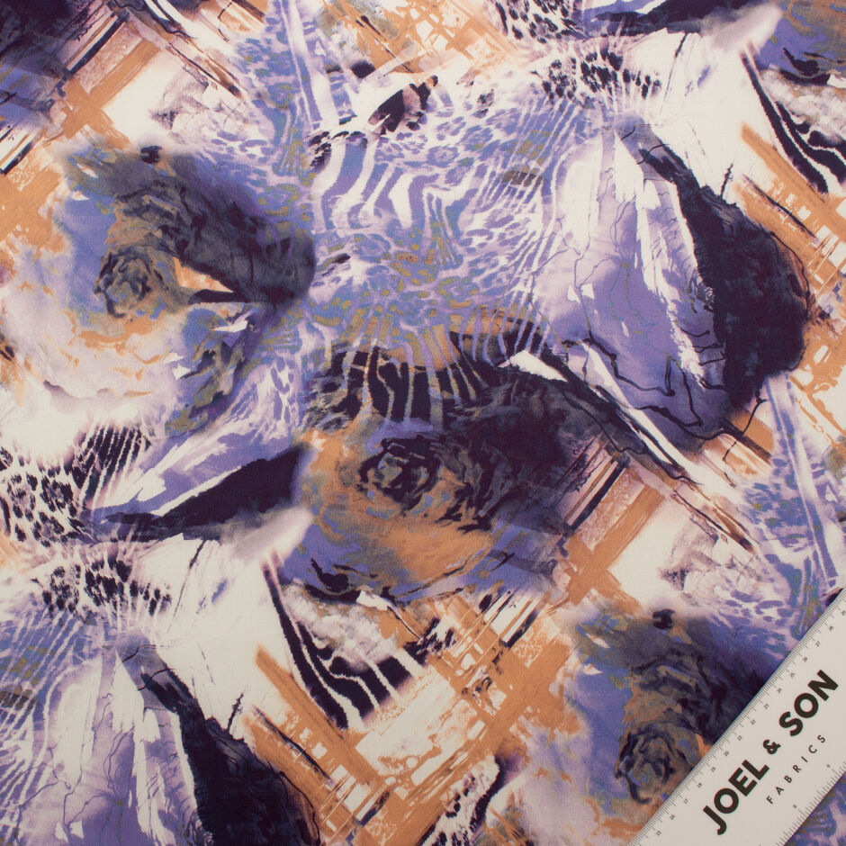 Purple Abstract Floral & Animal Printed Cotton (A 3m Piece)