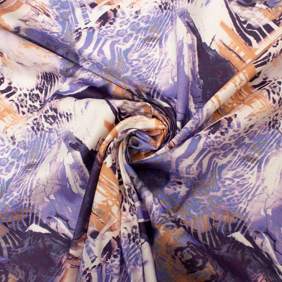 Purple Abstract Floral & Animal Printed Cotton (A 3m Piece)