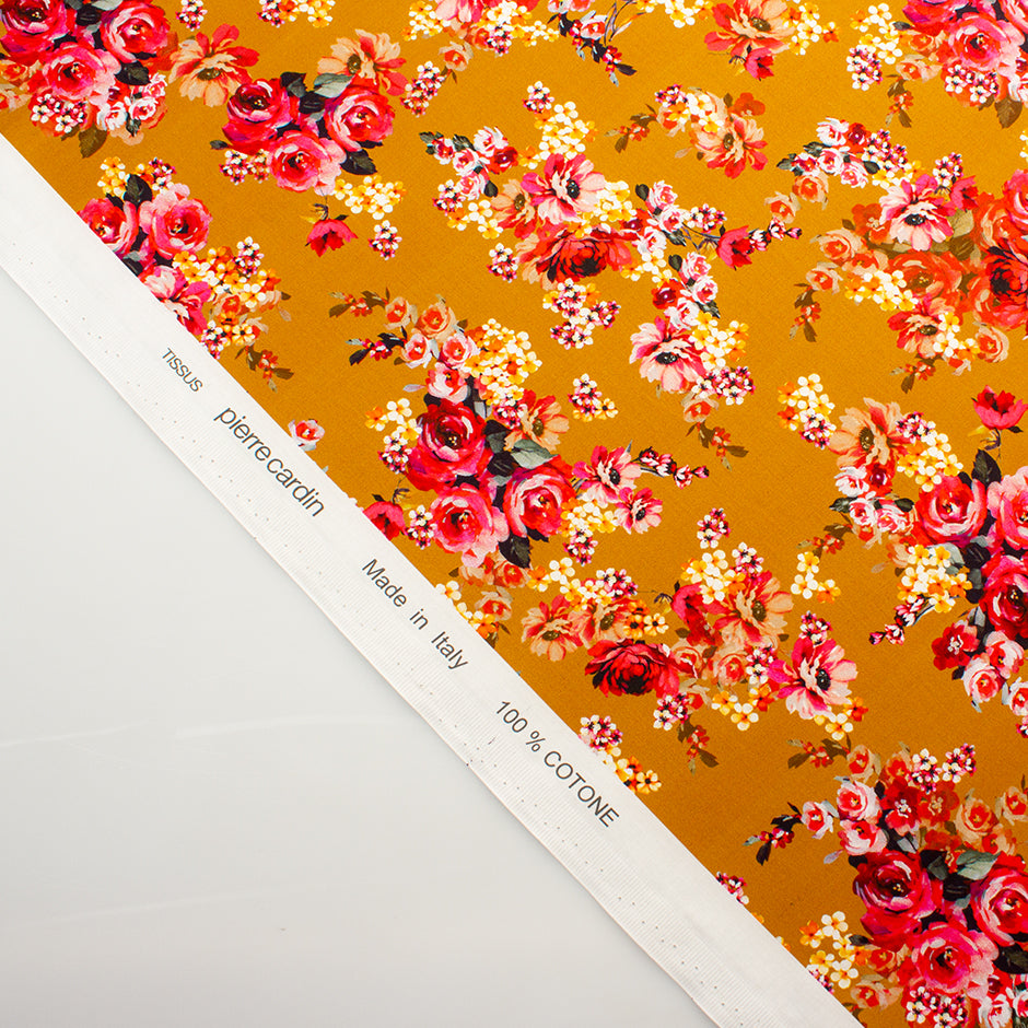 Pink Floral Printed Burnt Orange Printed Cotton