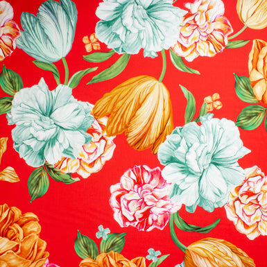 Large Tulip Printed Red Pure Cotton