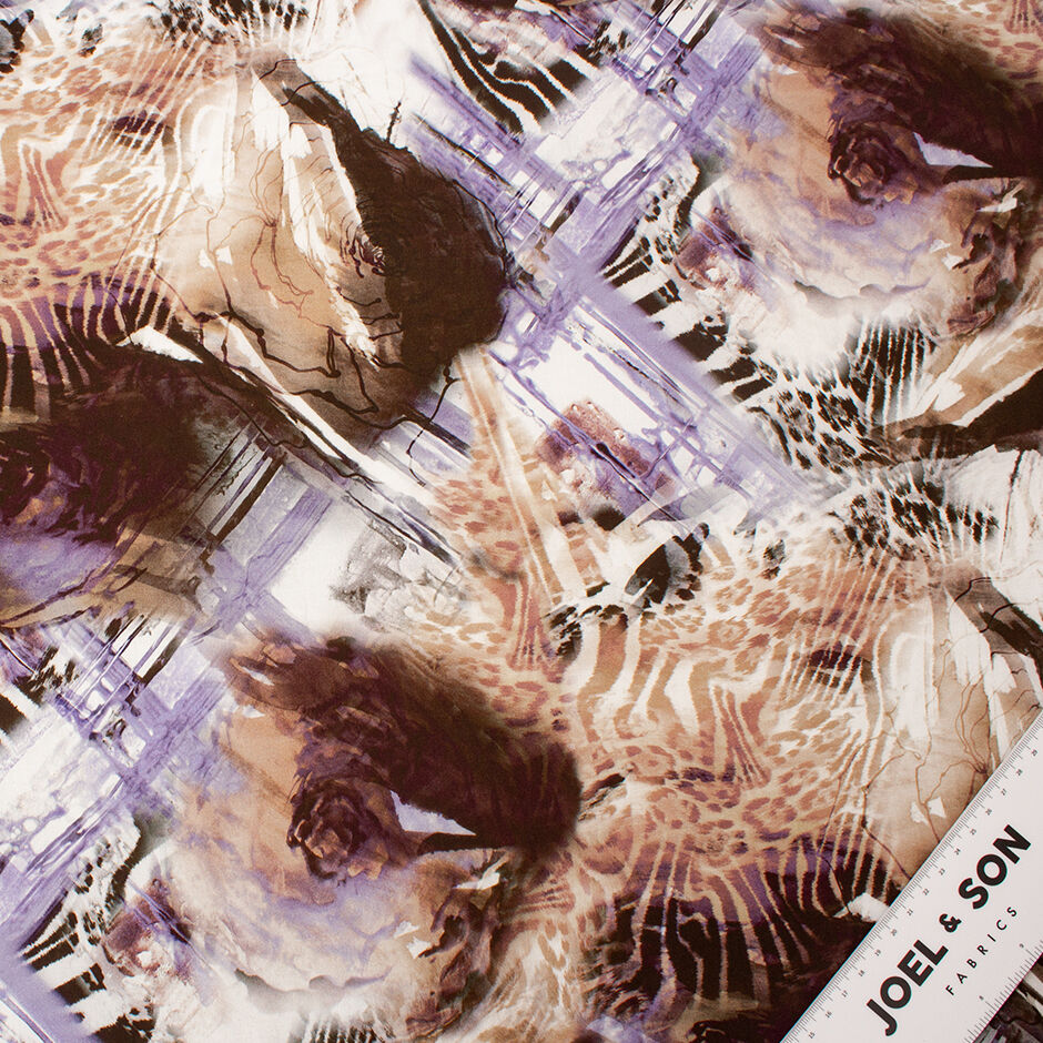 Brown/Beige/Purple Abstract Printed Cotton (A 2.50m Piece)