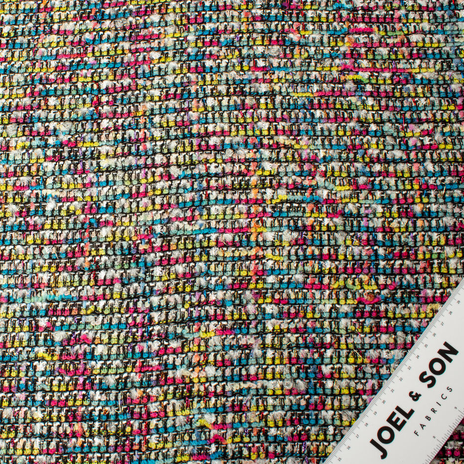 Black & Multi-Coloured Wool Blend Bouclé