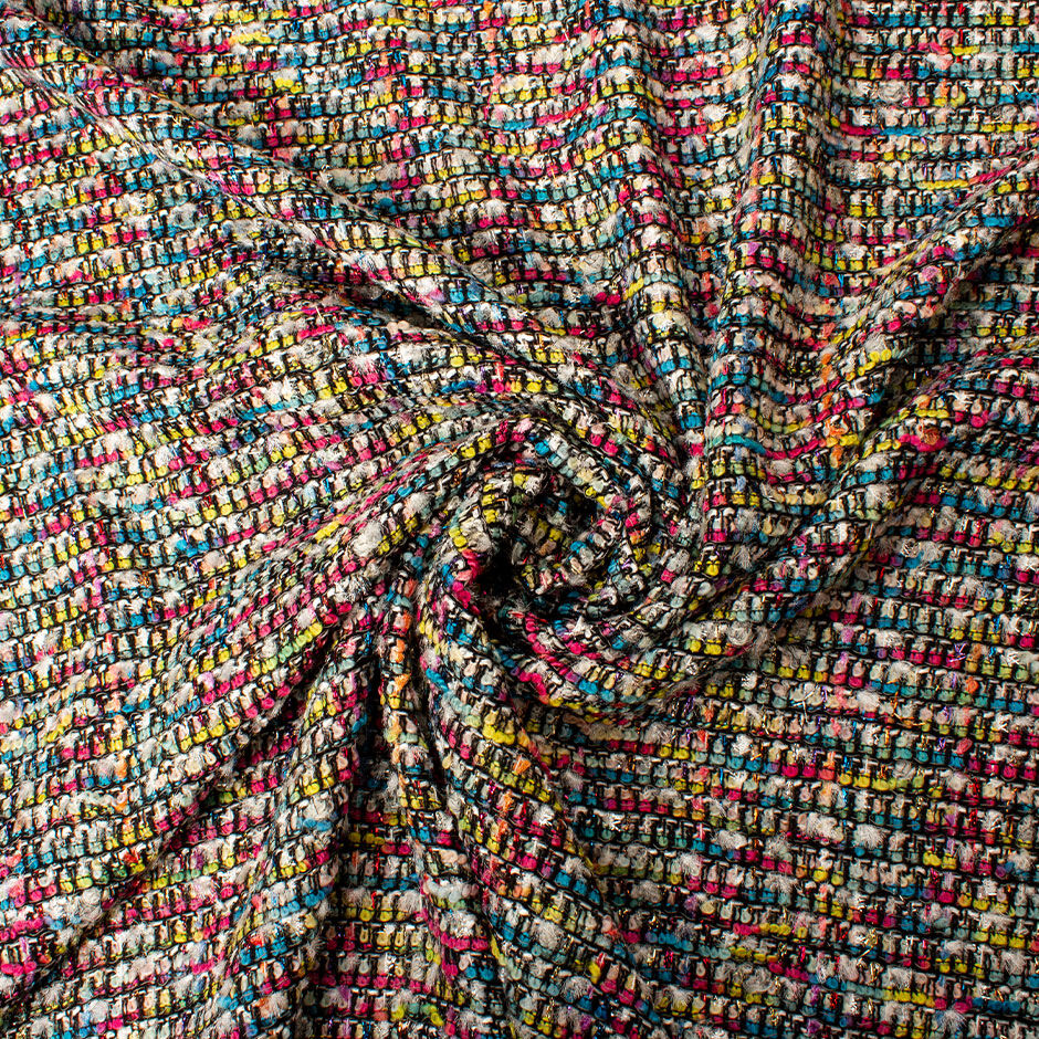 Black & Multi-Coloured Wool Blend Bouclé