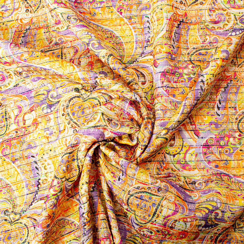 Multi Printed Metallic Cotton Blend Bouclé