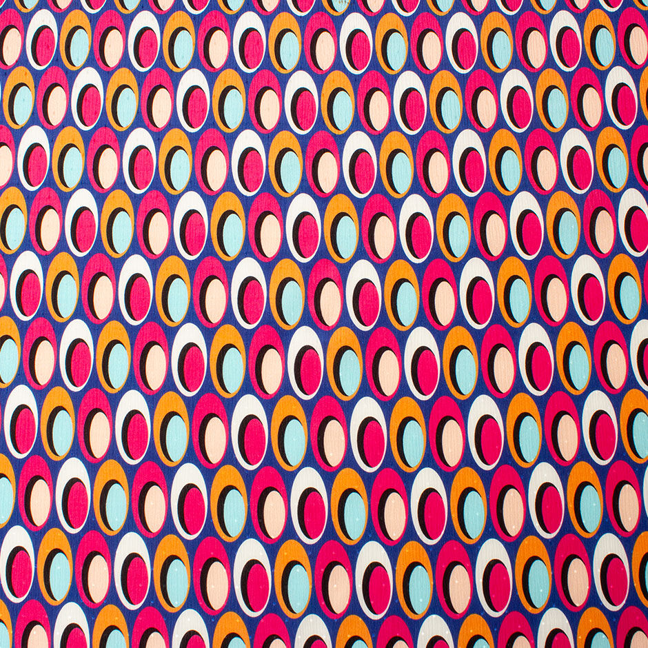 Multi-Coloured Periwinkle Blue Silk Crêpe Jacquard