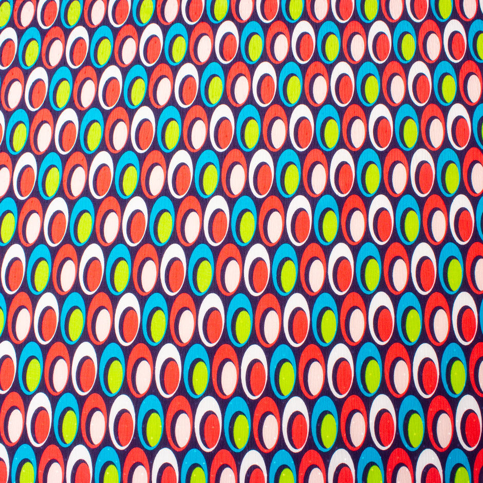 Multi-Coloured Midnight Blue Silk Jacquard Crêpe