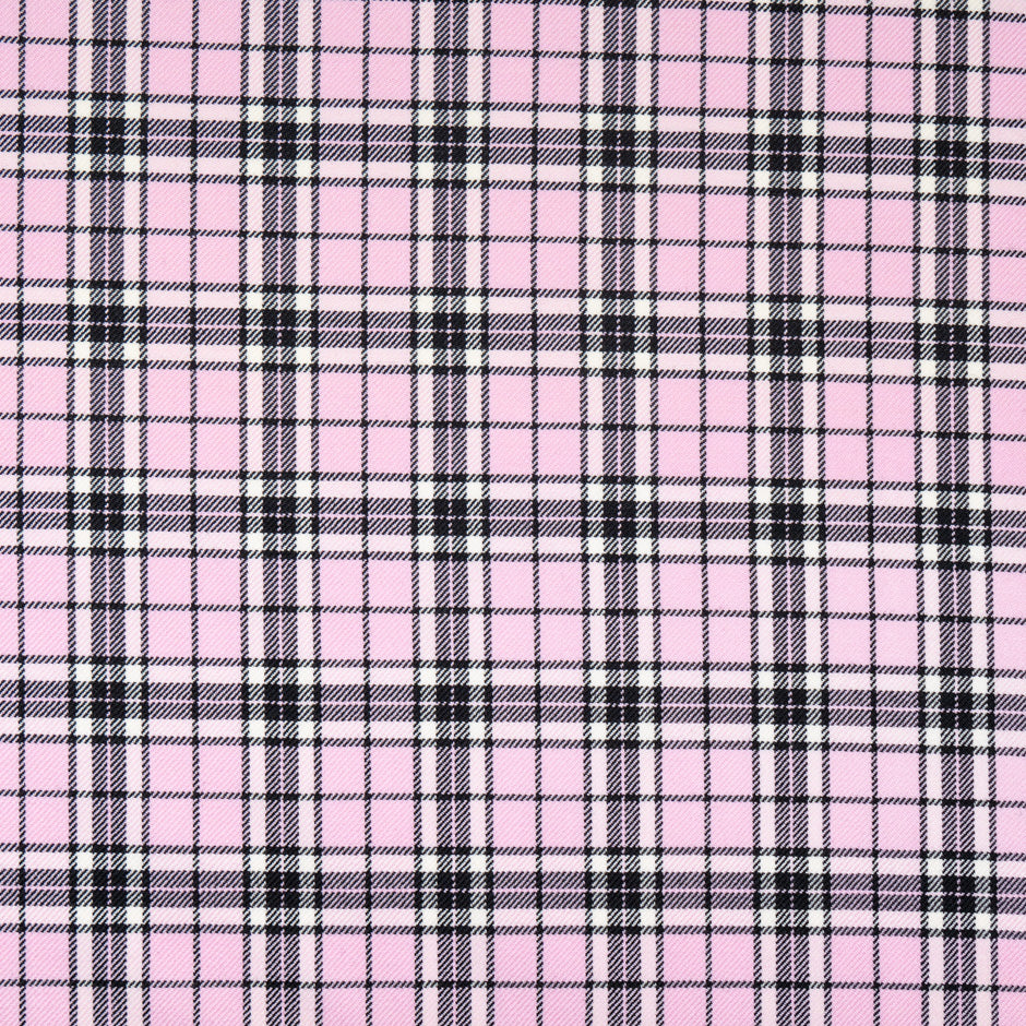 Baby Pink & Black Pure Wool Tartan