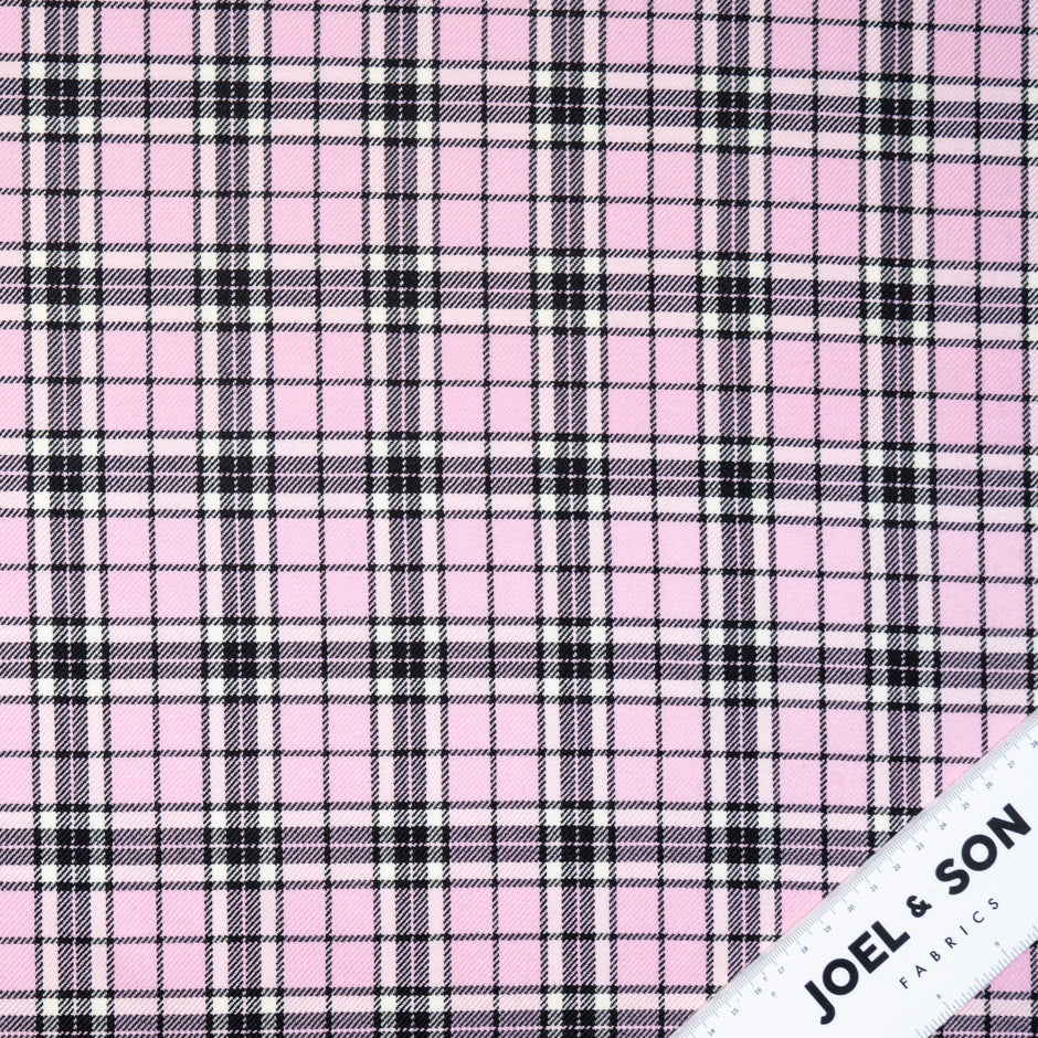 Baby Pink & Black Pure Wool Tartan