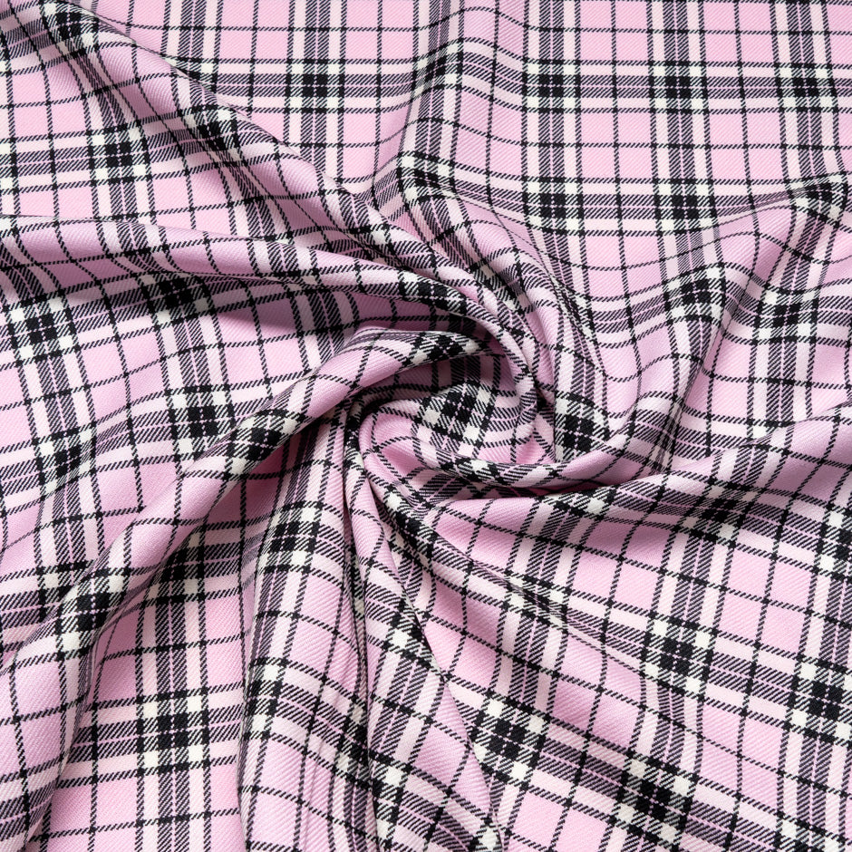 Baby Pink & Black Pure Wool Tartan