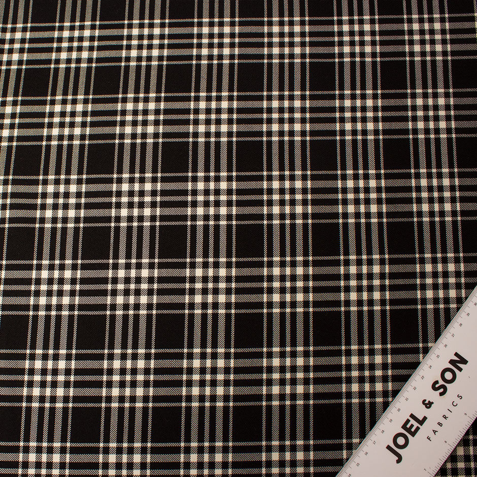 Black & Ivory Pure Wool Tartan