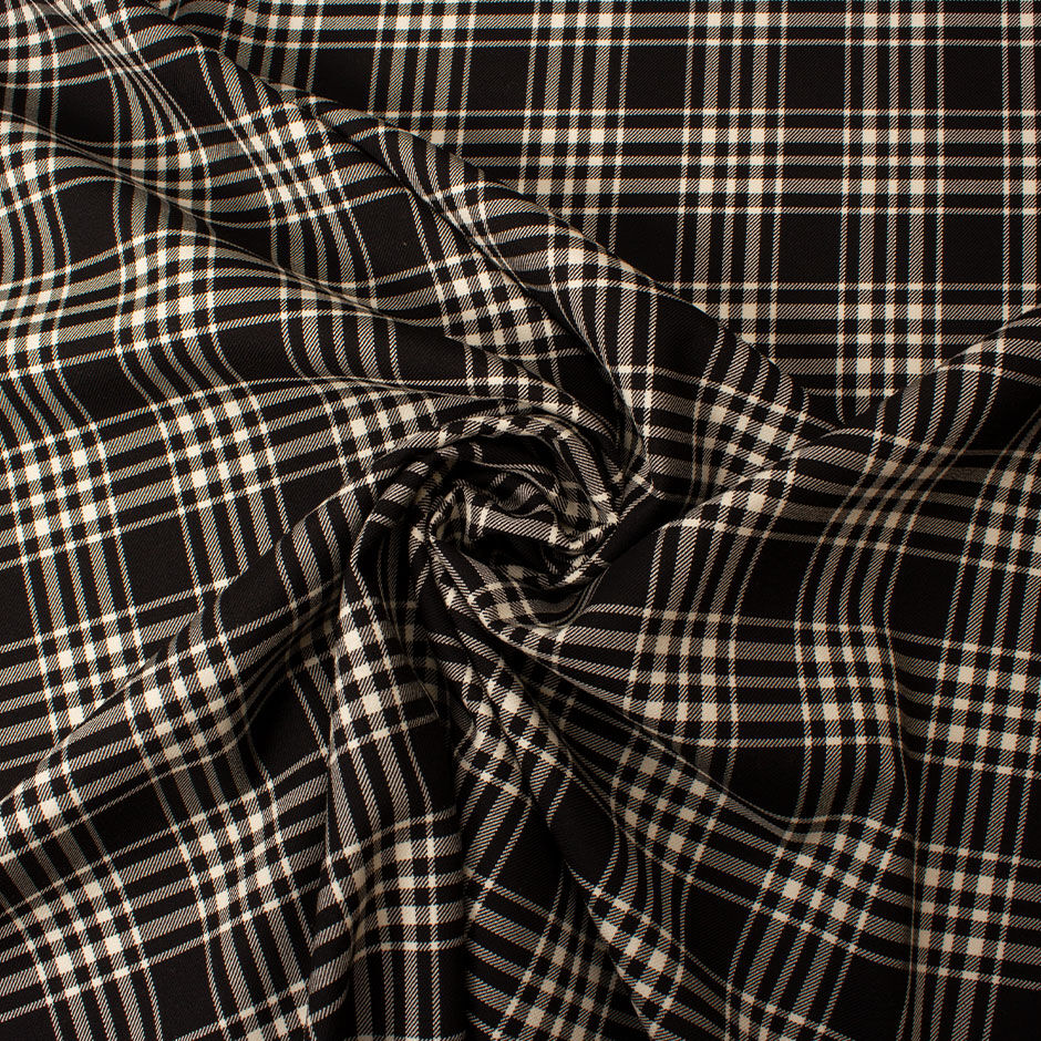 Black & Ivory Pure Wool Tartan
