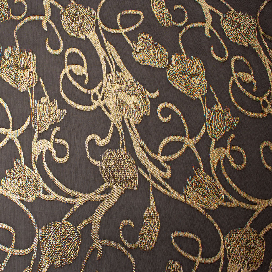 Gold Metallic Black Silk Chiffon Jacquard (A 1.80m Piece)