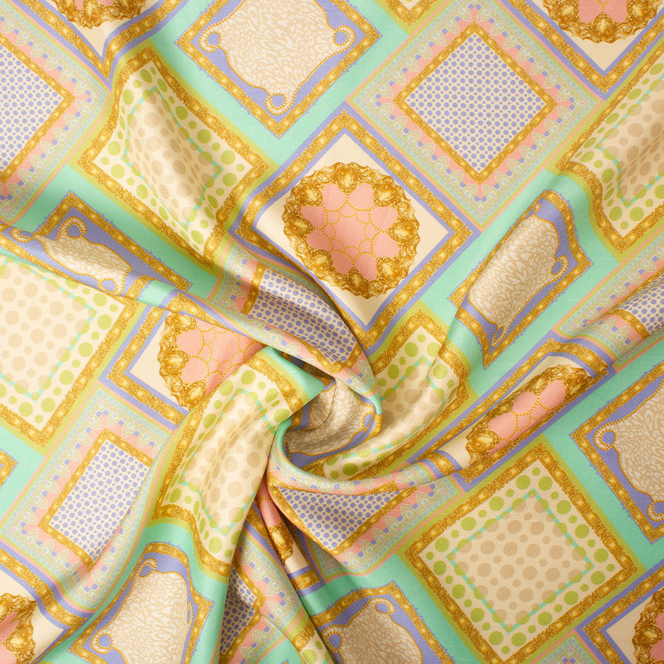 Pastel Multi Printed Cream Pure Silk Shantung