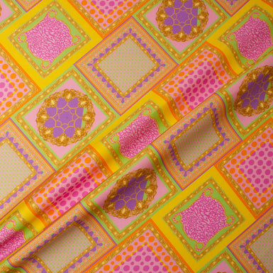 Vibrant Coloured Multi Printed Silk Shantung