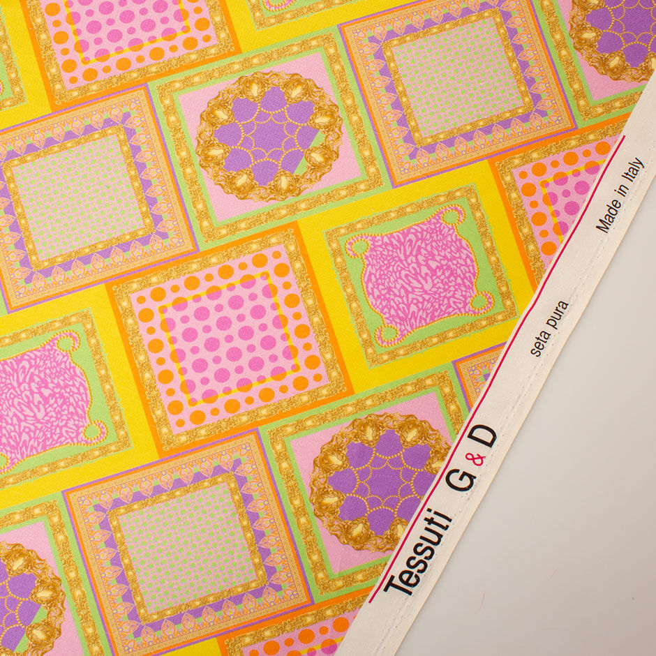 Vibrant Coloured Multi Printed Silk Shantung