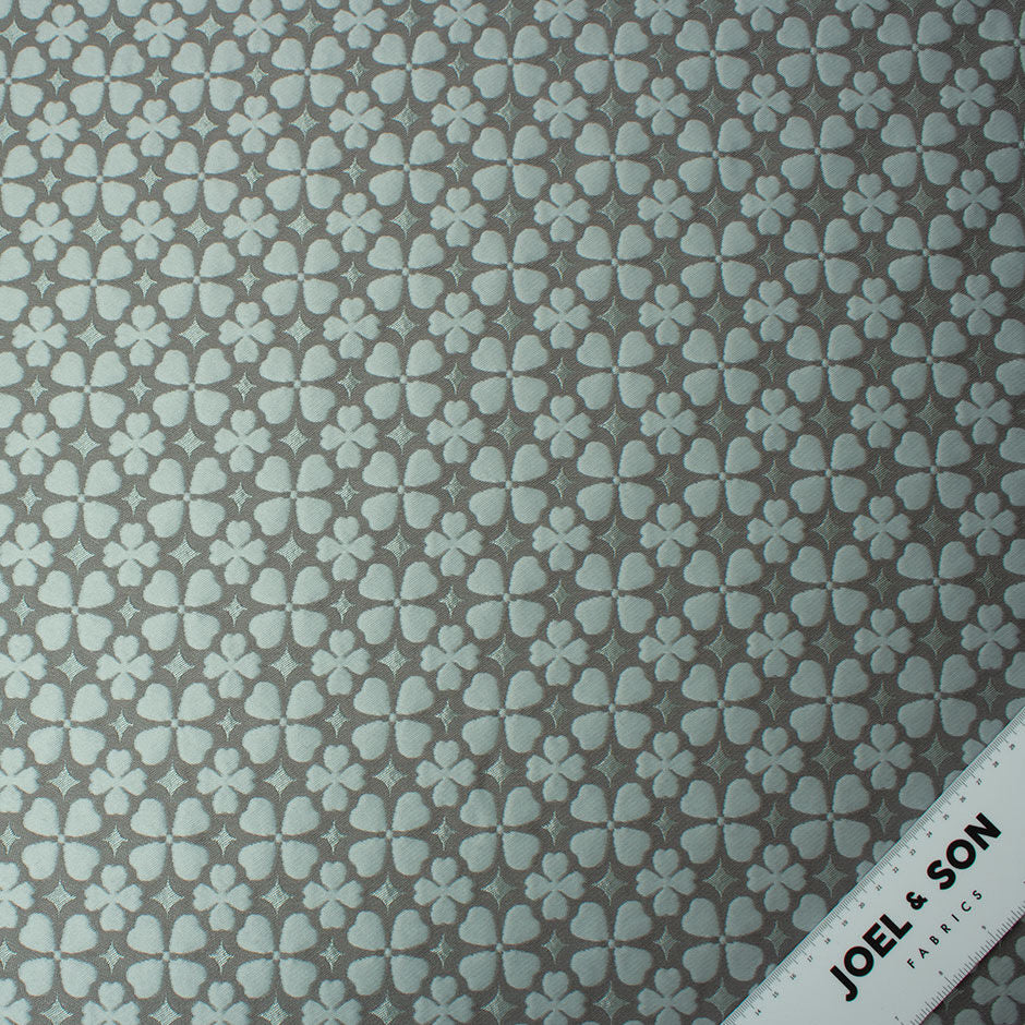 Duck Egg/Grey Floral Metallic Cloqué