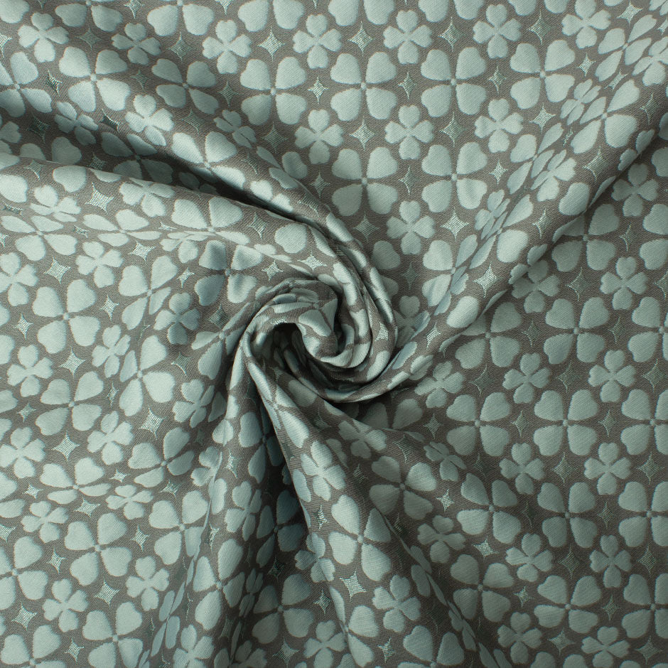 Duck Egg/Grey Floral Metallic Cloqué