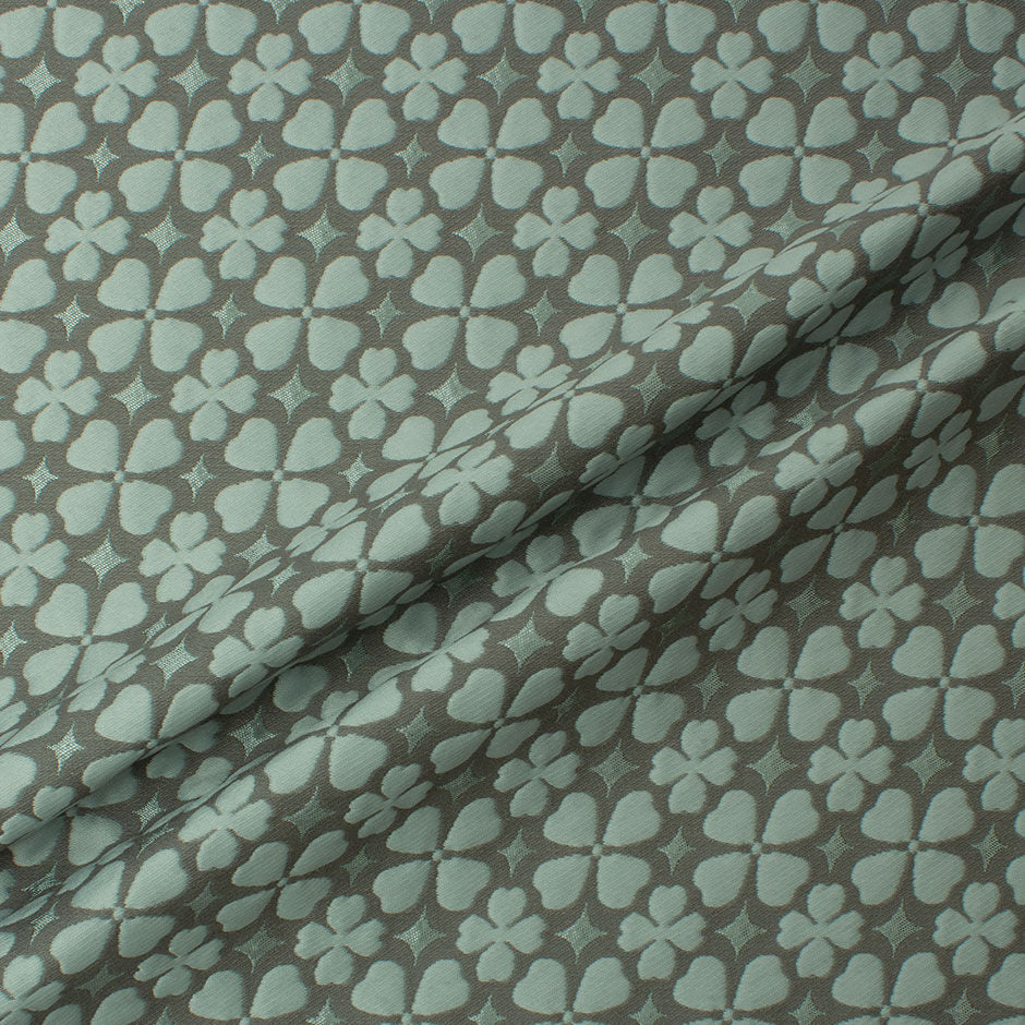 Duck Egg/Grey Floral Metallic Cloqué