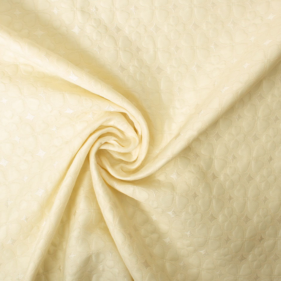 Soft Yellow Clover Jacquard Cloqué