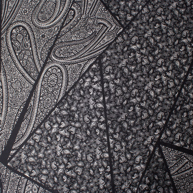 Monochrome Patchwork Paisley Printed Silk Twill