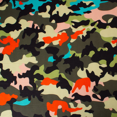 Multi-Coloured Camouflage Stretch Silk