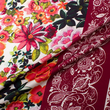 Multi-Coloured Multi Printed Floral Silk Twill