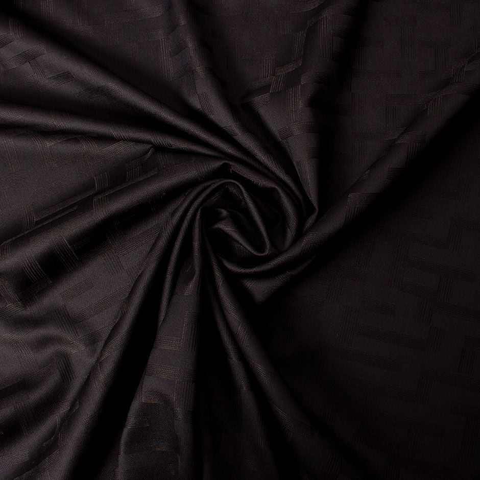 Black Brown Wool & Silk Jacquard Suiting