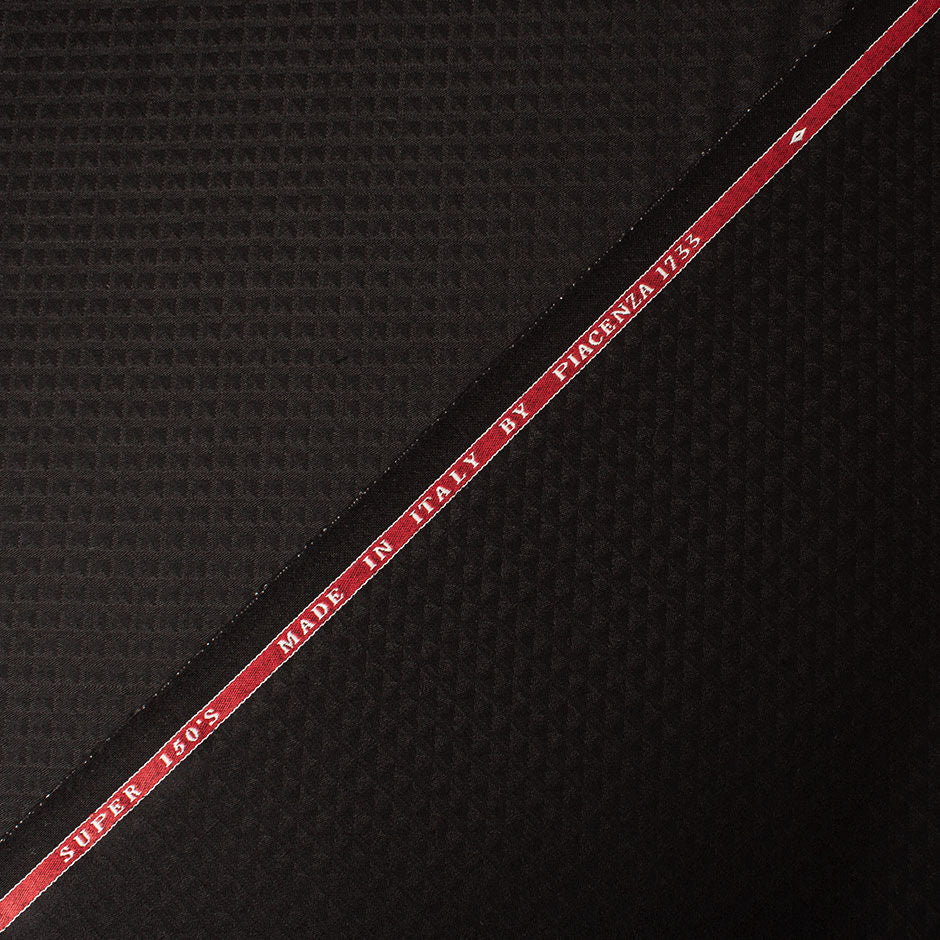 Black Superfine Super 150s Jacquard Suiting
