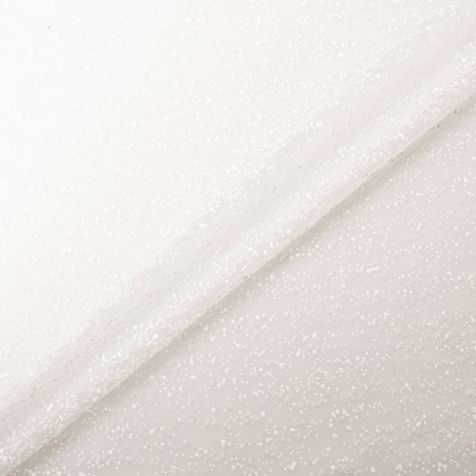 White Flocked White Illusion Tulle