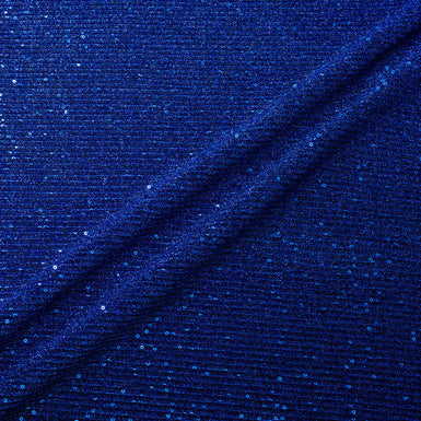 Royal Blue Metallic Sequinned Plissé Jersey