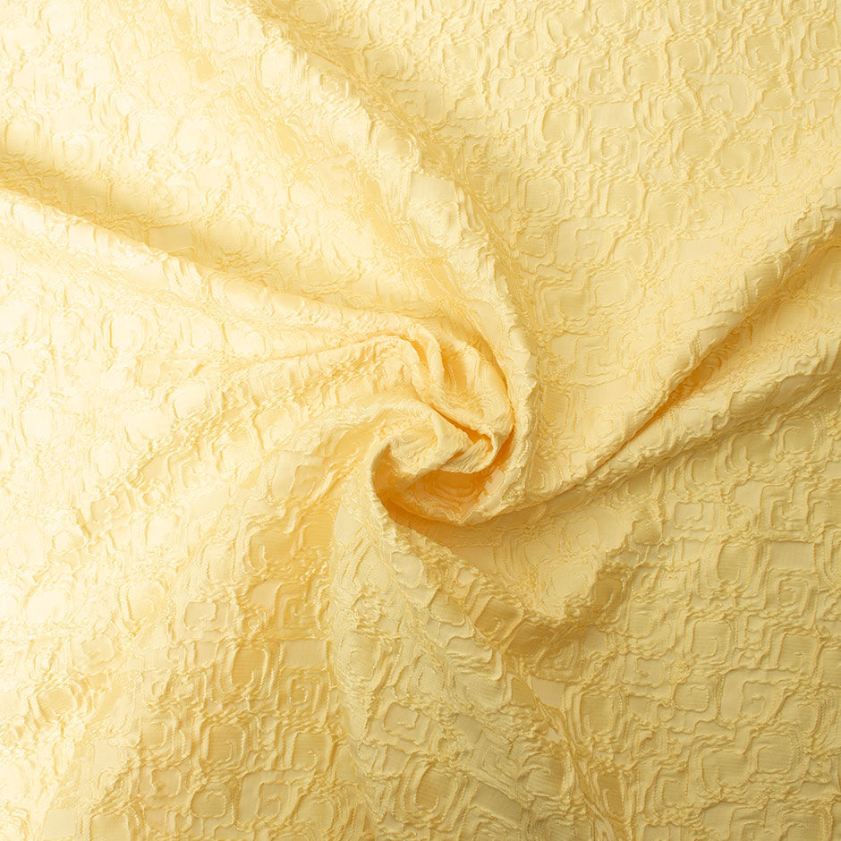 Canary Yellow Abstract Jacquard Cloqué