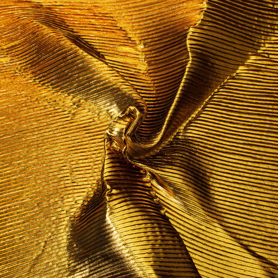 Gold Poly Dark Gold Metallic Pleated Poly | Plissé Fabric