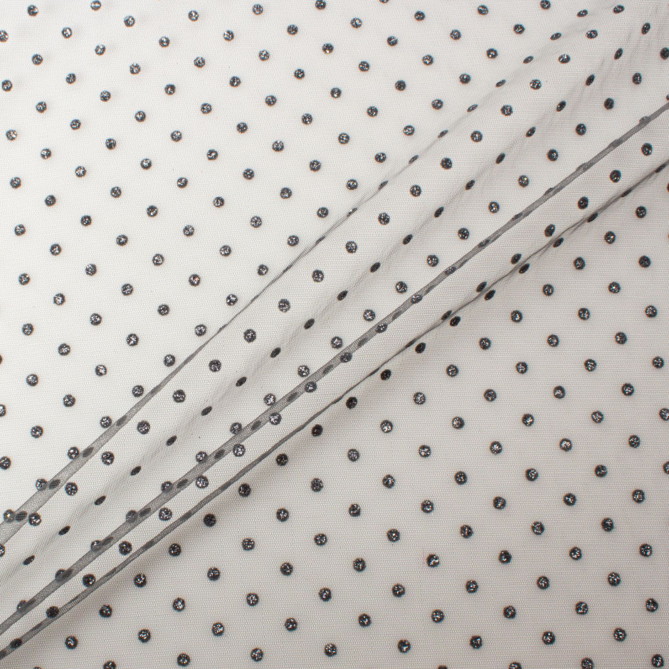 Grey Metallic Spotted Illusion Tulle